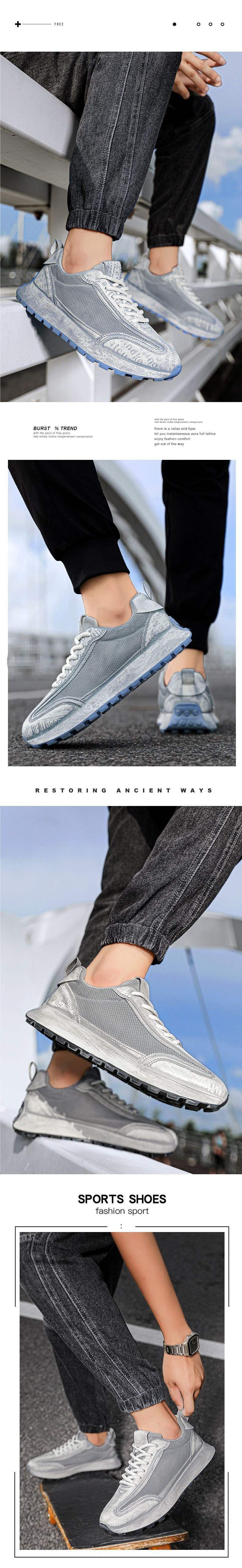 Men's Shoes Summer New Breathable Mesh Versatile Dad Casual Sneakers Height-Increasing Thick-Soled Vintage Dirty Shoes CH0003