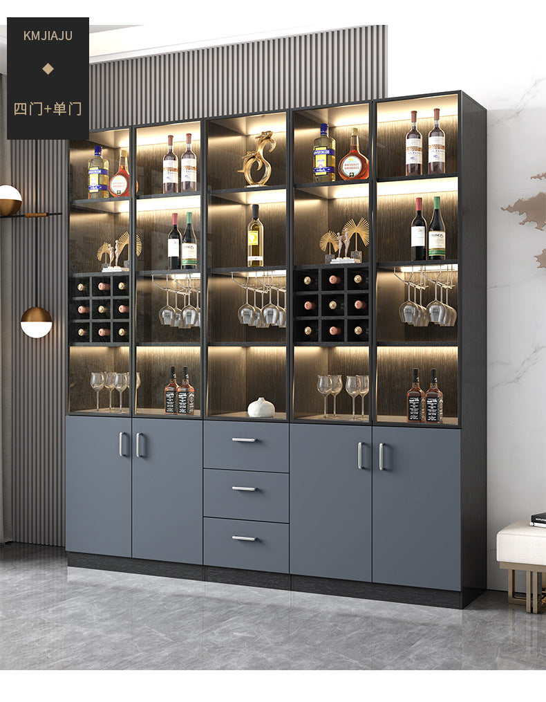 Apartment Wall-Mounted Sideboard Double-Door Wine Rack Storage Cabinet for Hotel Projects and Home Use LED Wine Cabinet