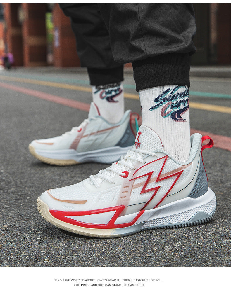 Men and Women Couple Shoes Korean Version Trendy Mesh Breathable Basketball Shoes Fashionable Night Glow Wear-resistant Shock-absorbing Rebound Sports Shoes