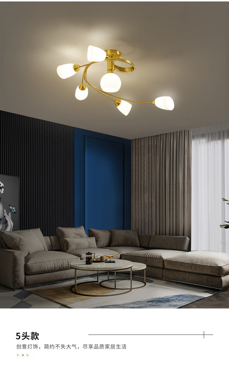 All-Copper Ceiling Light Nordic Style Bedroom Light Modern Simple Elegant Master Bedroom Room Light Creative Personality Living Room Light