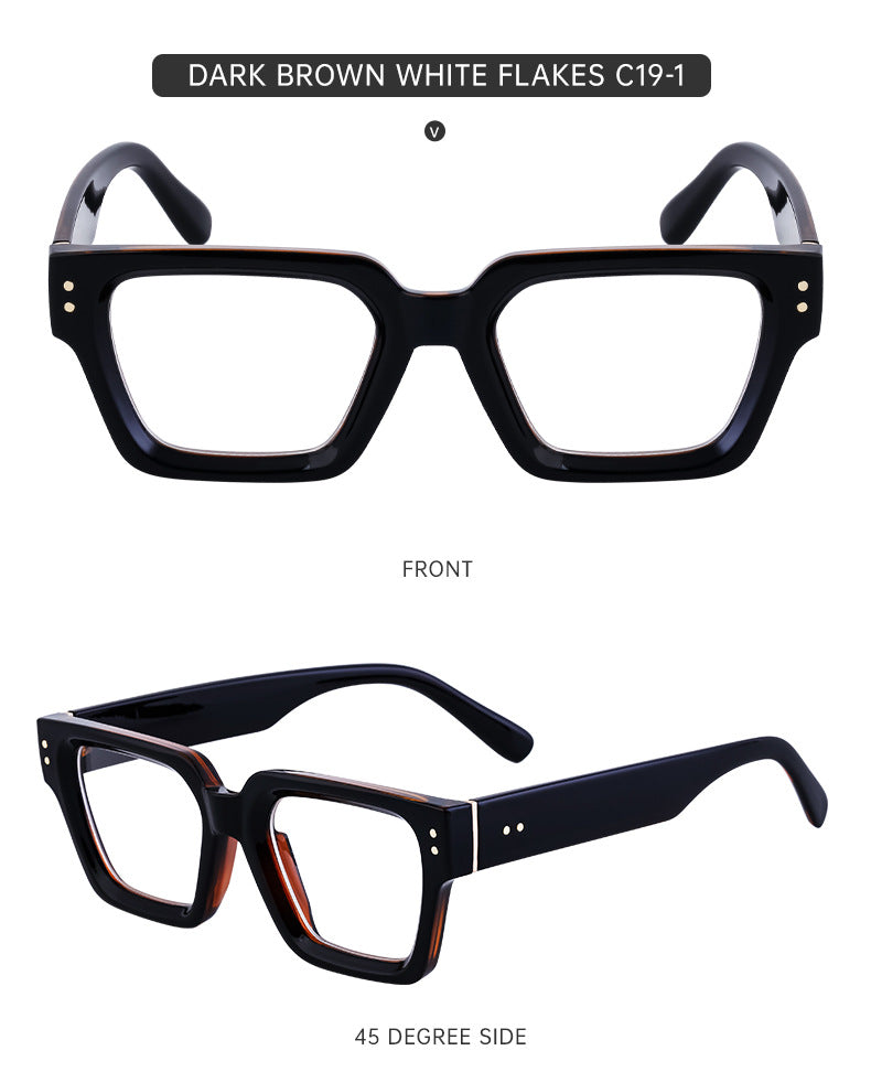 2025New European and American Fashion Square Frame Glasses for Women, Can Be Paired with Prescription or Non-Prescription Lenses, Men's Optical Frames Wholesale