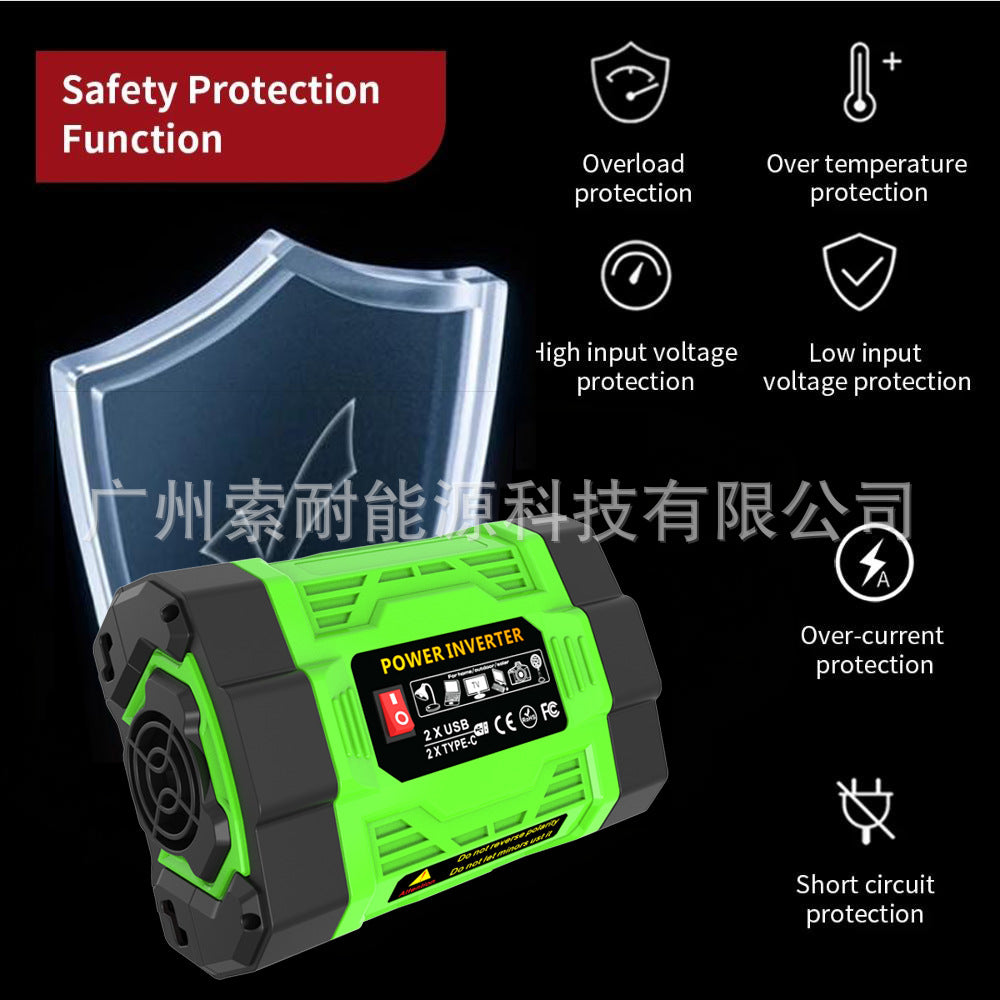 Brazilian Socket Car Inverter200W300W600W12V Turn110V/220V Double Socket USB/Type-C