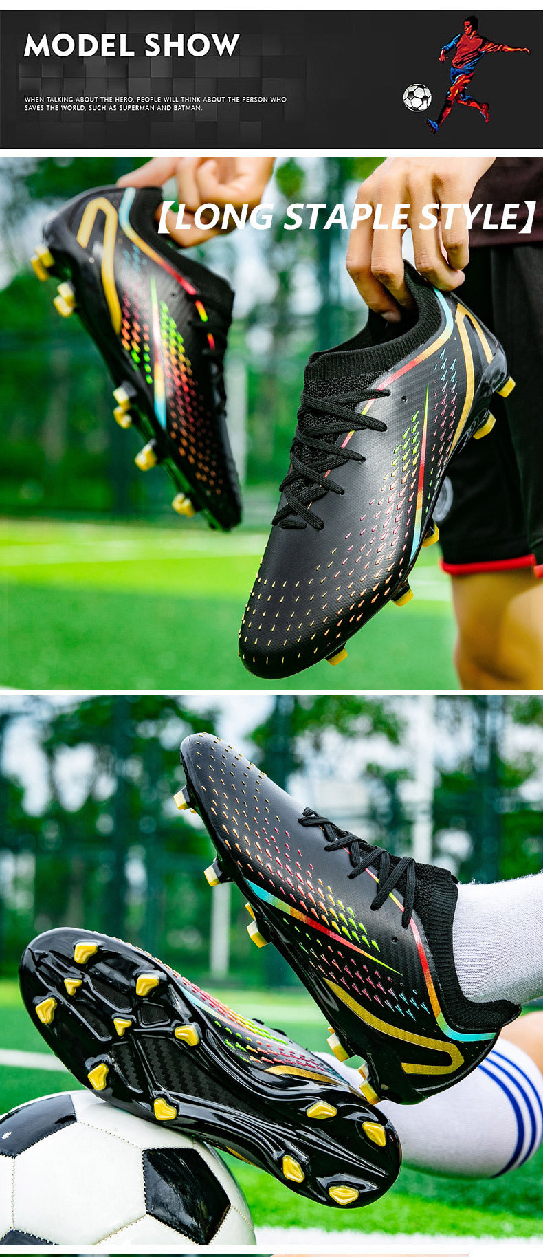 New Style Spike Soccer Shoes for Men, Students, Adults, Grass Training Long Spike Non-Slip Professional Competition Football Shoes