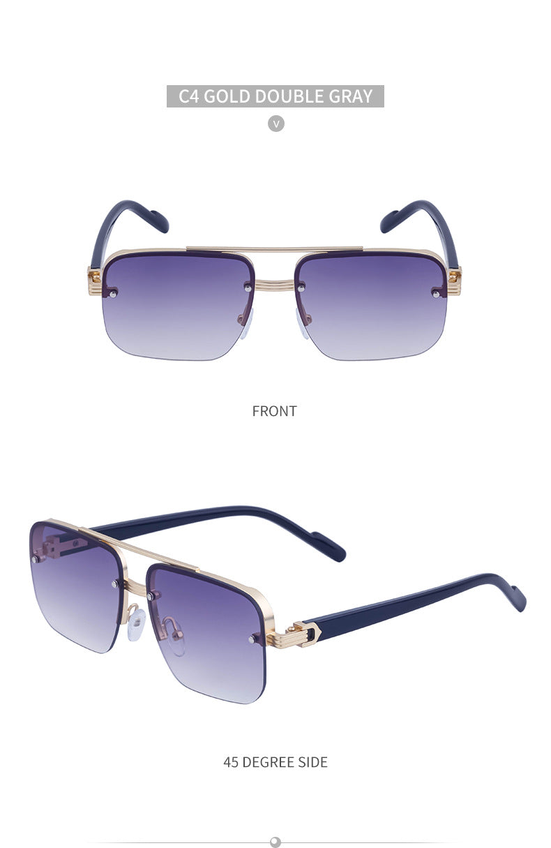 2025New Fashion Half-Frame Cut Edge Sunglasses for Women, High-End Driving Sunglasses for Men, Wholesale Glasses