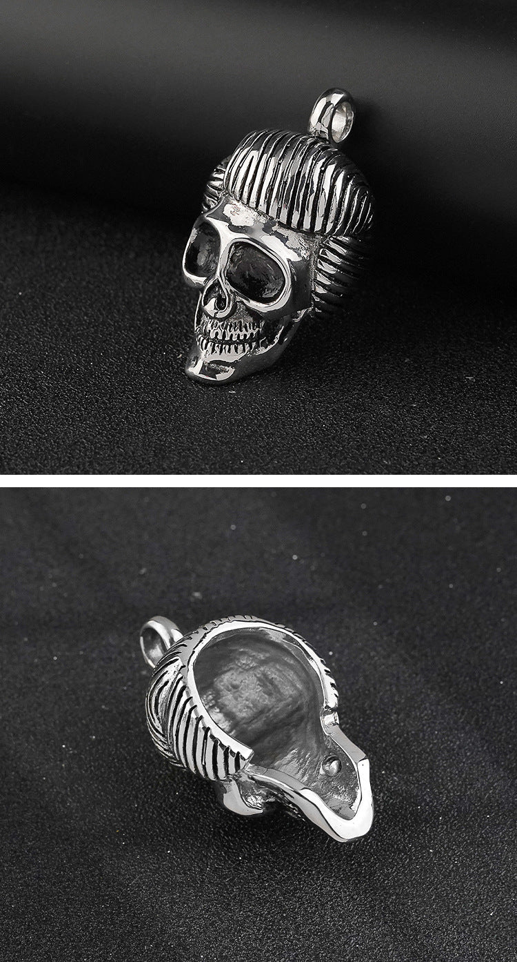 New Stainless Steel Skull Pendant European and American Style Skull Titanium Steel Necklace Wholesale