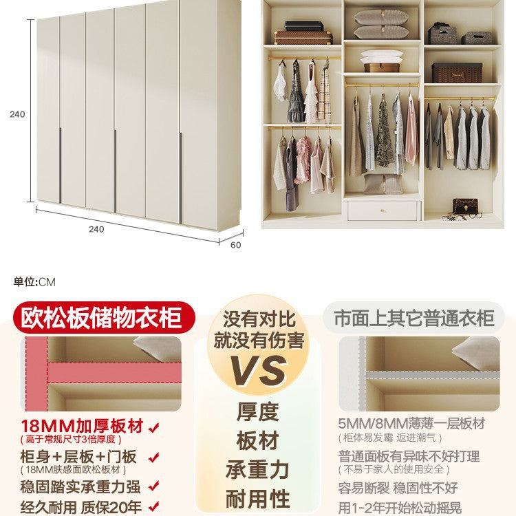 Custom Wardrobe One-Door to Ceiling Combination Home Bedroom Furniture Simple Modern European Pine Board Storage Closet