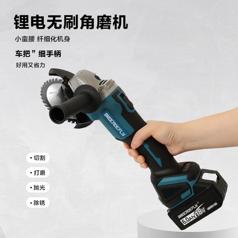 Multifunctional Lithium Battery Brushless Electric Angle Grinder Polisher Cutting Machine Rechargeable Durable Grinding Machine Electric