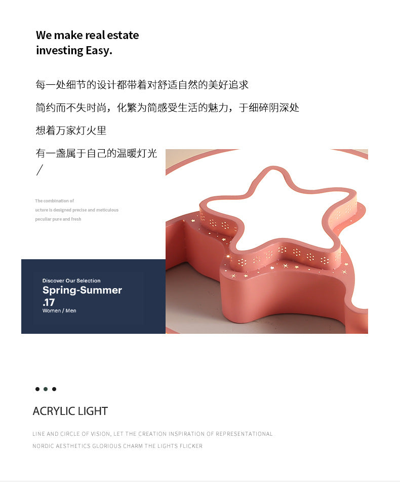 Children's Room Bedroom Lamp Boys Girls Pink Creative Cartoon Ceiling Lamp Cozy Romantic Room Lamp Master Bedroom Lamp