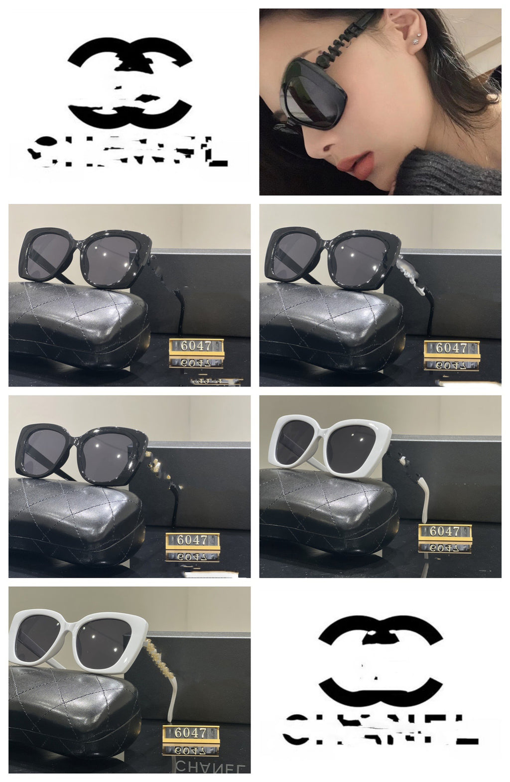 New Fashion Chanel Sunglasses Xiaohongshu Internet Celebrity Same Style Versatile No-Makeup Face Slimming UV Protection Sunglasses