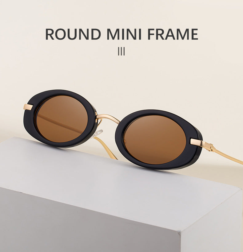 2025New European and American Fashion Oval Small Frame Sunglasses for Women, Trendy Personality Sun Protection Sunglasses Wholesale
