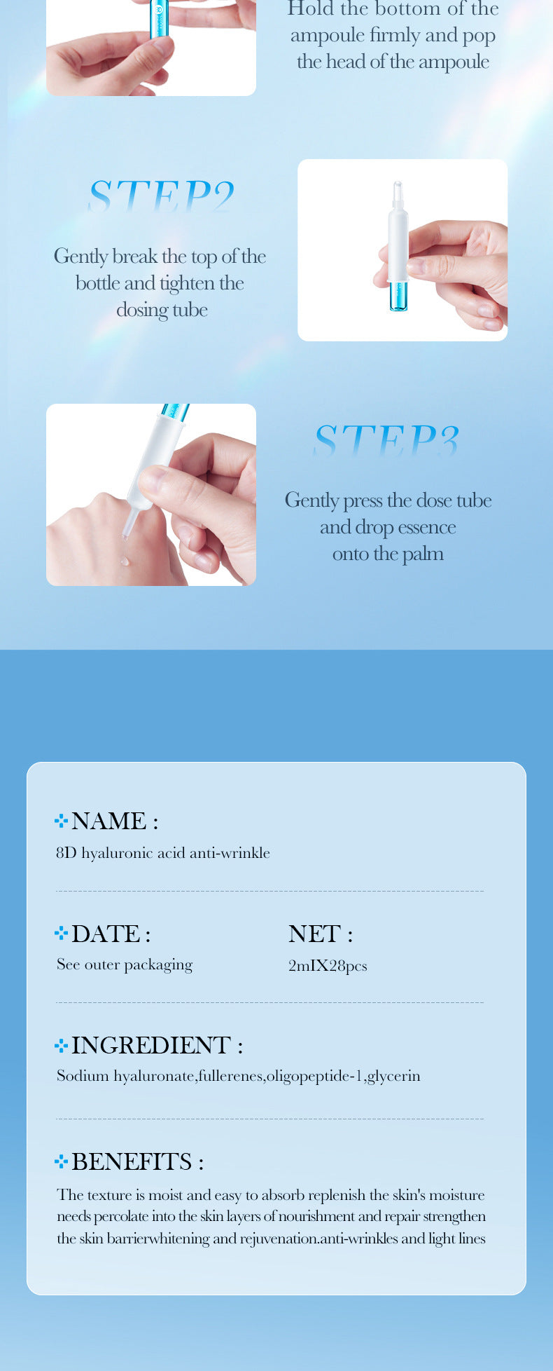 Full English Hyaluronic Acid Face Cream SADOER8D Anti-wrinkle Hydrating Nourishing Face Cream Moisturizing and Rejuvenating  Foreign Trade Wholesale