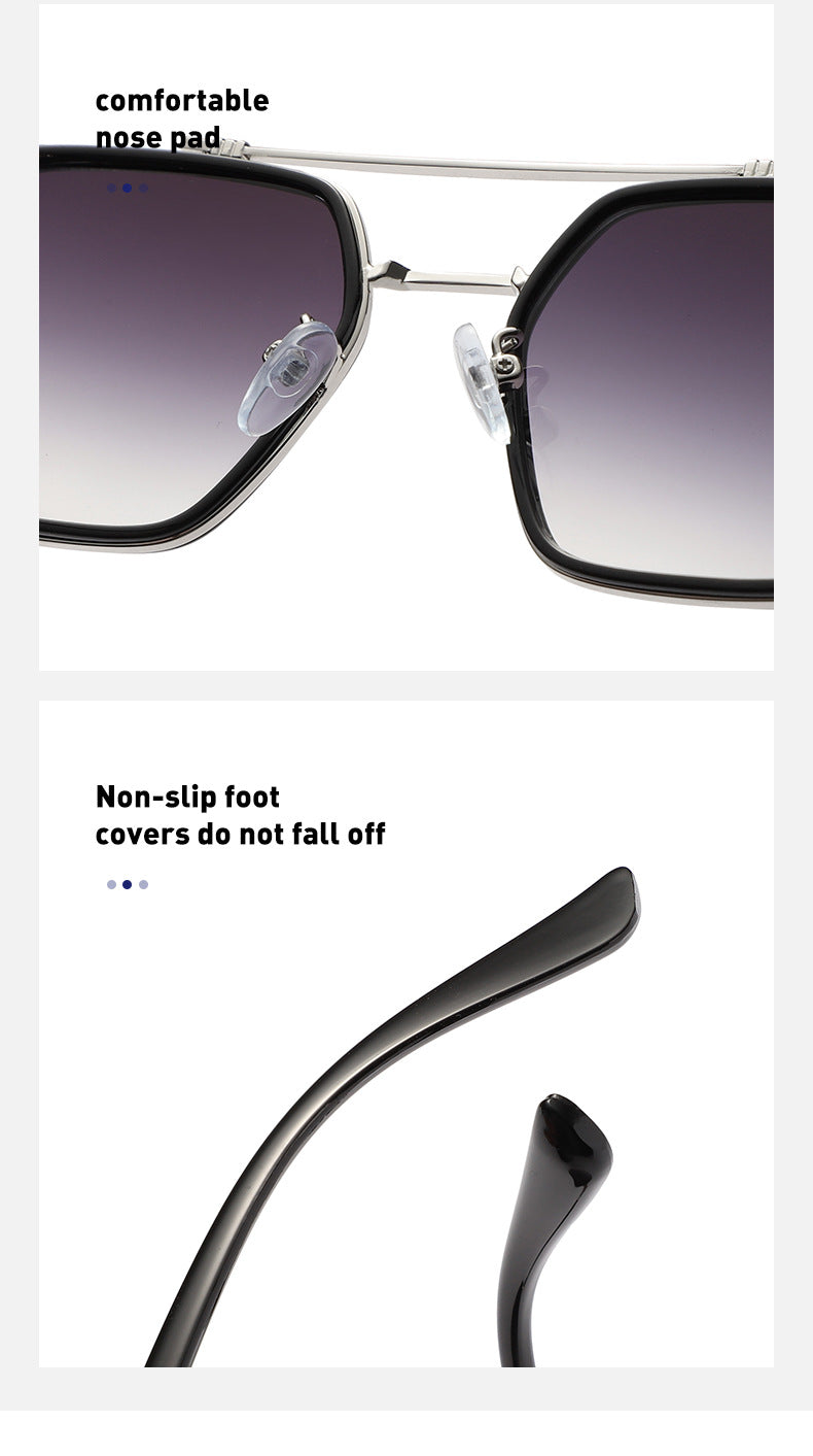 New Sunglasses Internet Celebrity Wei Ting Same Style Sunglasses for Men Trendy Large Square Frame Sunglasses for Men ins Sun Protection Glasses