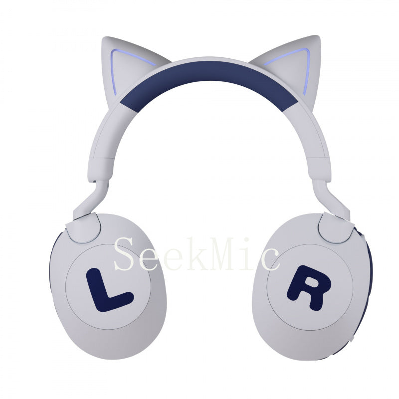 Cat Ear Headband Bluetooth Wireless Headphones with Mic Cute Long Battery Life Support Customization Bluetooth Headphones