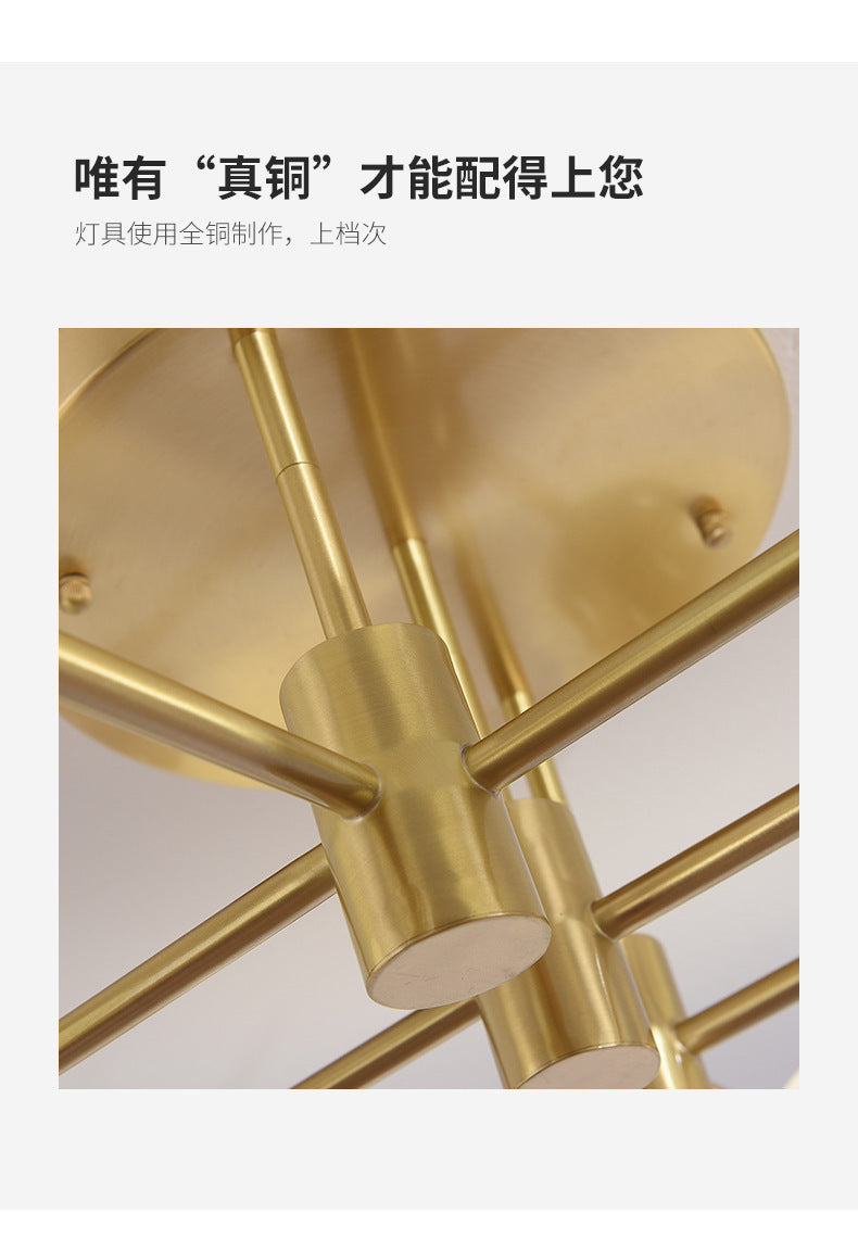 All-Copper Ceiling Light Nordic Creative Lighting Living Room Light Master Bedroom Ceiling Light Post-Modern Minimalist Dining Room Light
