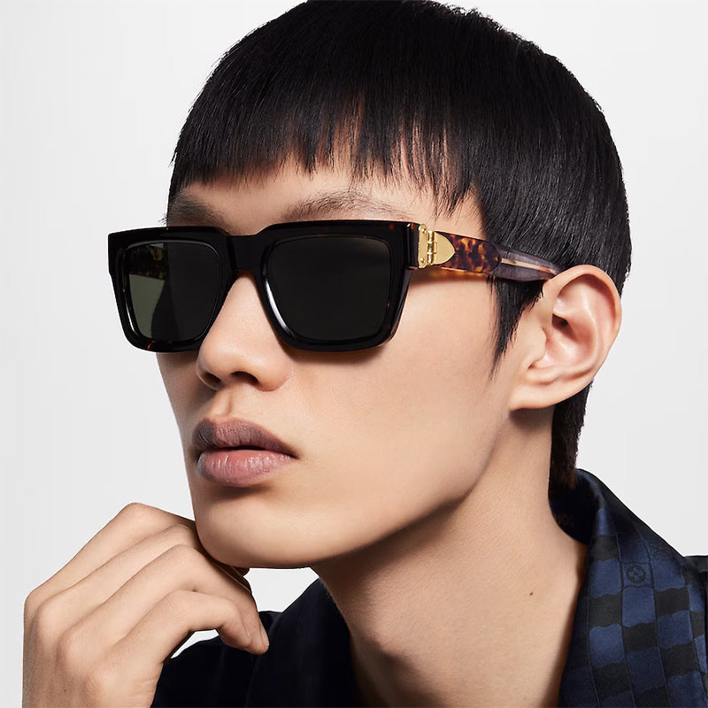 2025 New European and American Style Square Frame Sunglasses for Men High-end Feel 0k Rich Man Sunglasses Men Trendy sunglasses