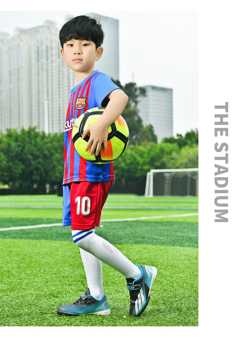 New football shoes for men and women with Velcro for children TF Broken Nail Style Youth Student Grassland Flat Training Shoes