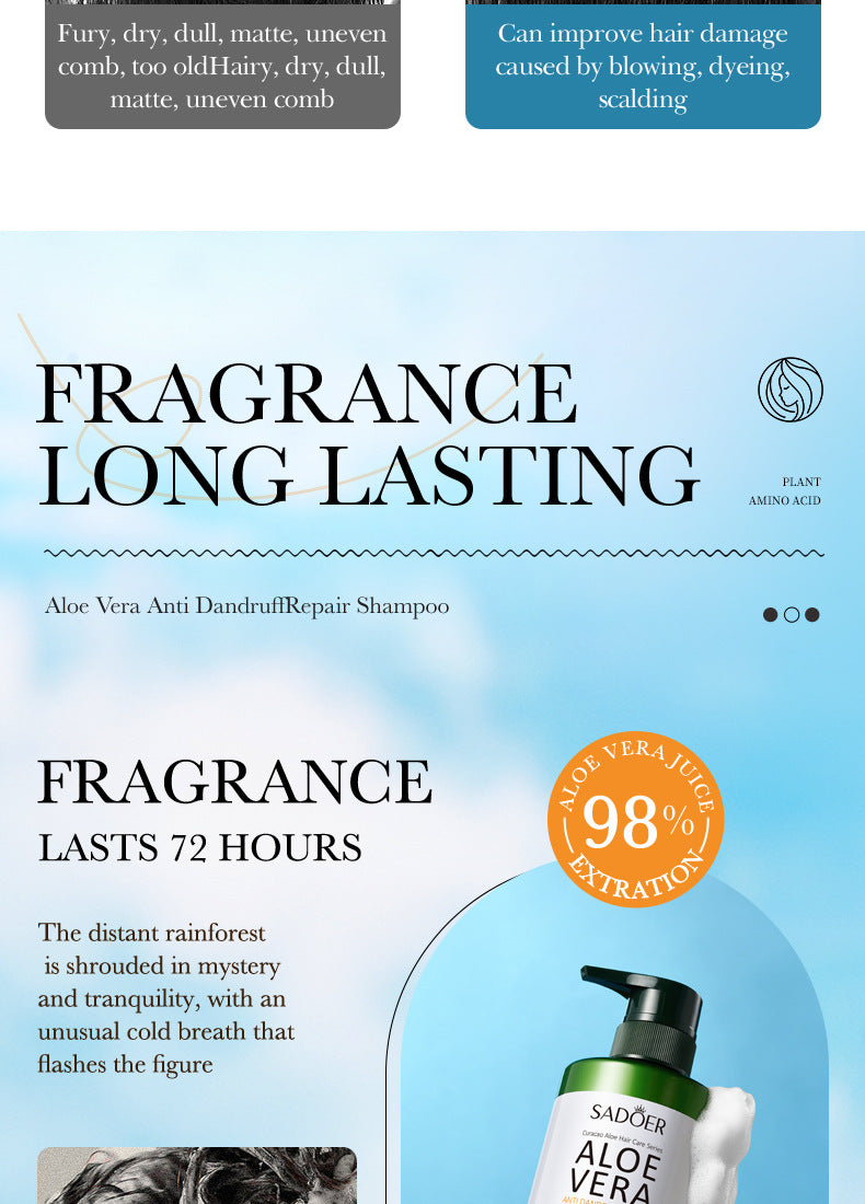 Aloe Vera Shampoo500ml SADOER Hydrating, cleansing, refreshing conditioner  foreign trade wholesale