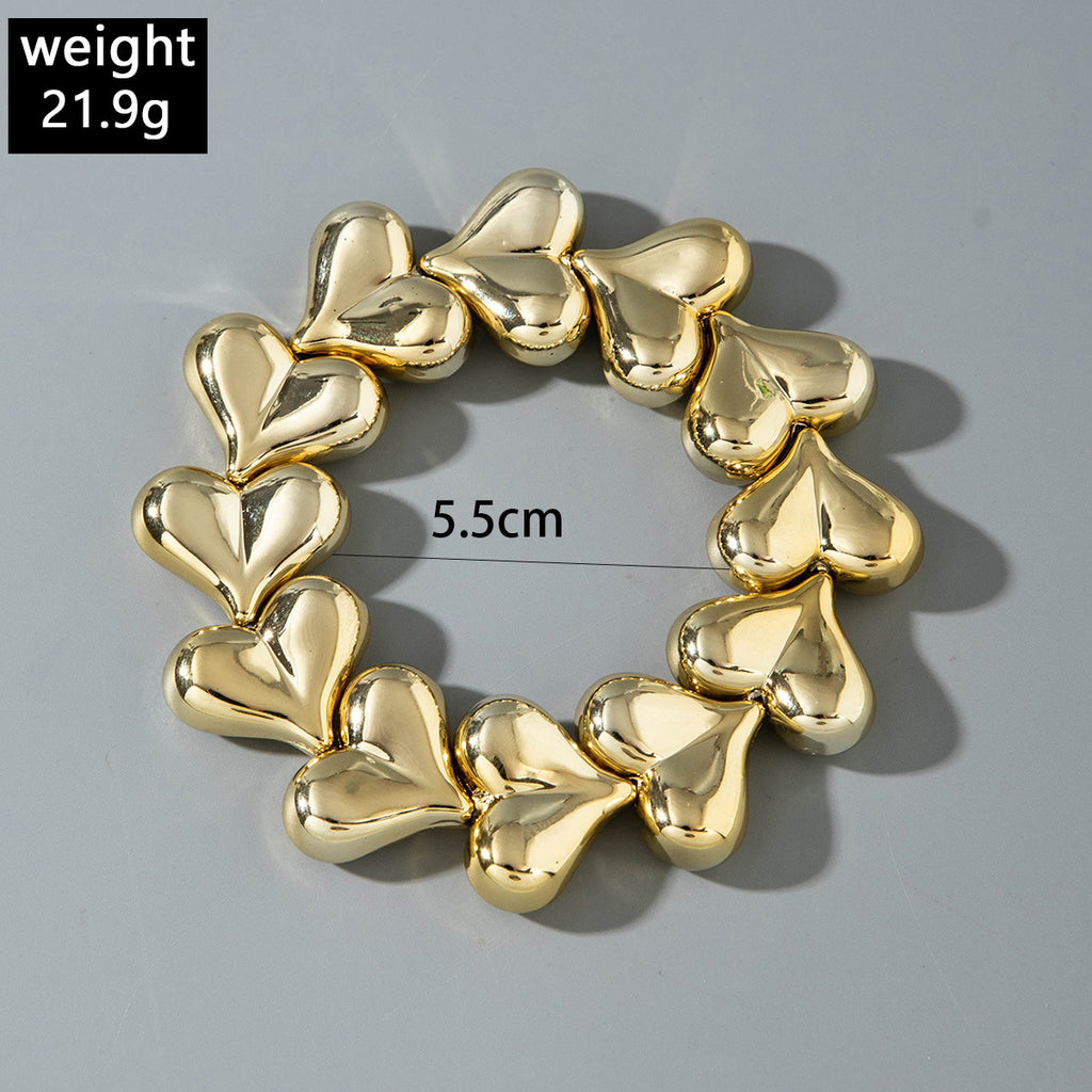 European and American Fashion Personality Heart Exaggerated Necklace Irregular ccb Beaded Bracelet Jewelry Set