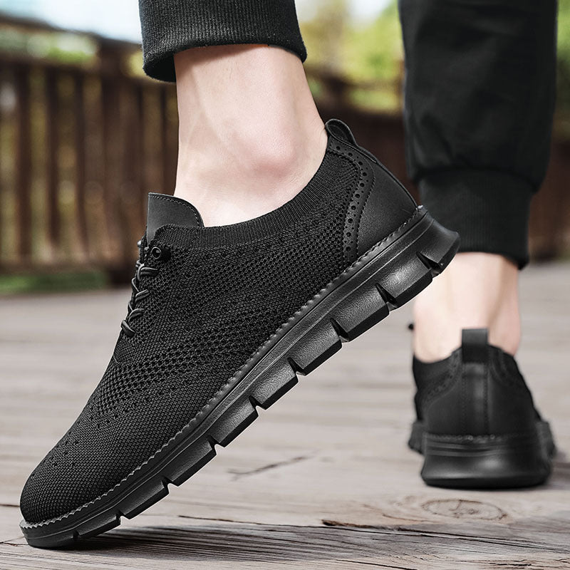 2025New Large Size Flyknit Casual Trendy Shoes Men's Brogue Carved Loafers Executive Business Shoes