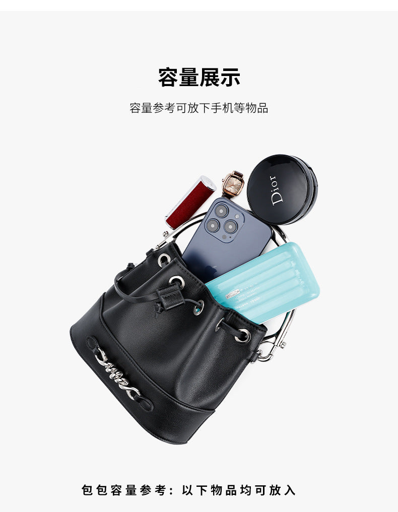 European and American Style Bucket Bag High-Quality Texture Fashion Women's Bag Drawstring Handbag Niche Versatile Shoulder Crossbody Bag for Women