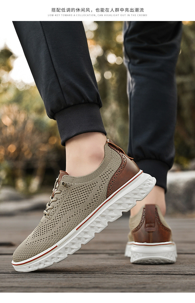 Large Size Casual Men's Shoes Fashionable Lightweight Loafers Men's Flyknit Hollow Breathable Running Sports Shoes