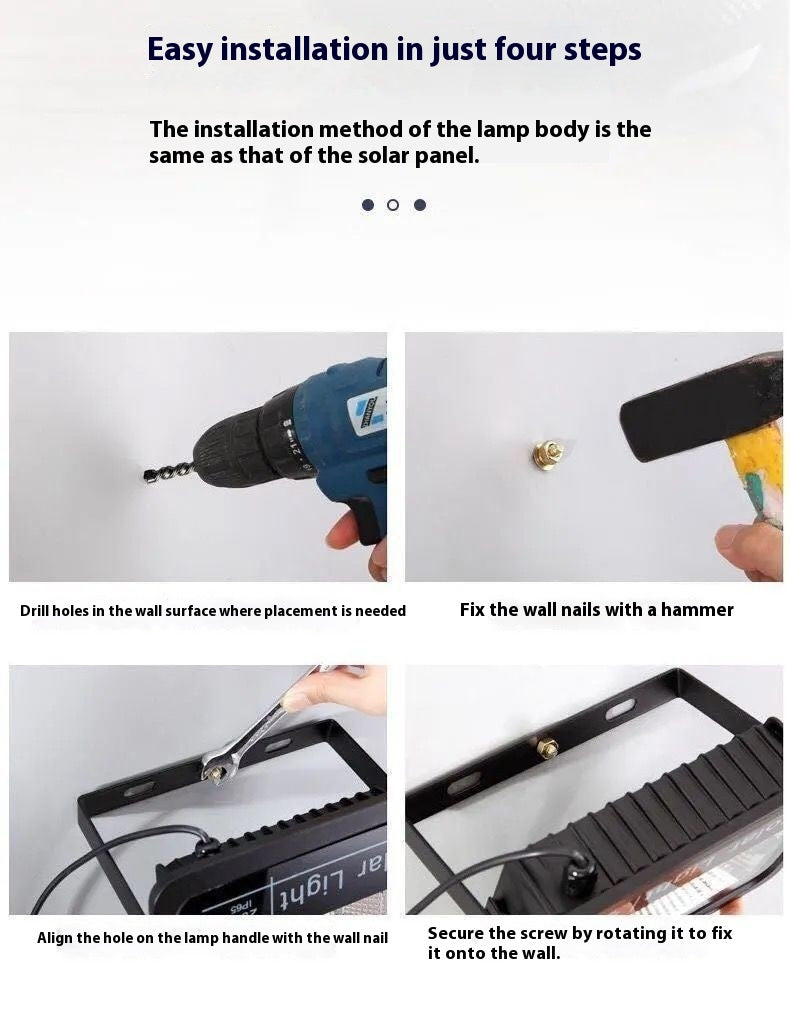 IP67 Outdoor Waterproof Solar Flood Light Intelligent Automatic Lighting in the Dark Yard Community Street Light