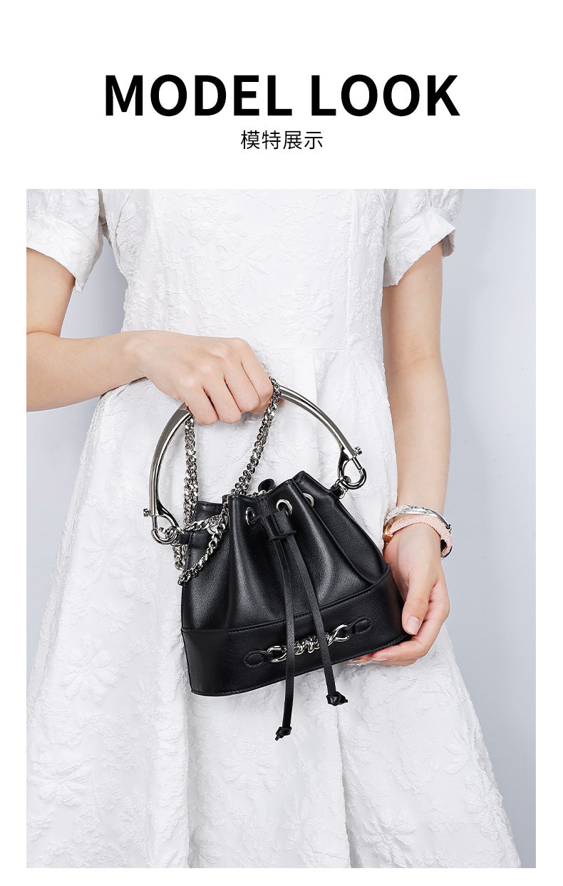 European and American Style Bucket Bag High-Quality Texture Fashion Women's Bag Drawstring Handbag Niche Versatile Shoulder Crossbody Bag for Women