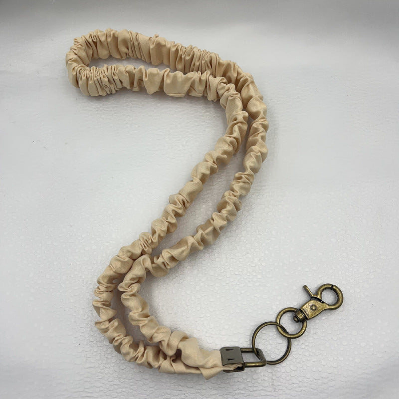 Keychain Large Elastic Polyester Wrinkle Print Hanging Ring Buckle Work Badge Phone Lanyard Chain