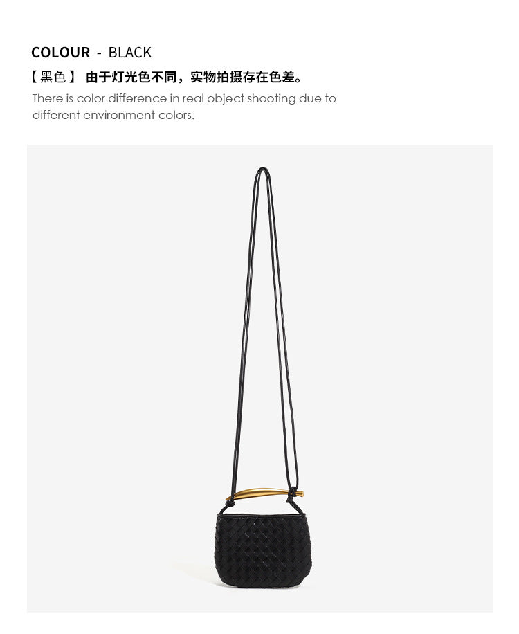 European and American Handmade Woven Bag Sardine Bag Niche Design Dumpling Bag Women's Metal Handbag Shoulder Bag Crescent Bag