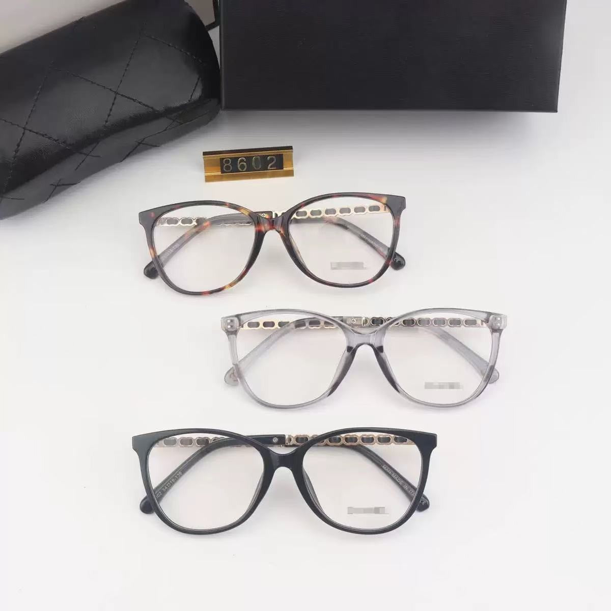 Chanel Style Eyeglass Frames3408Black Frame Plain Glasses Female Blogger Same Style Anti-Blue Light Radiation Outdoor Street Shooting Glasses