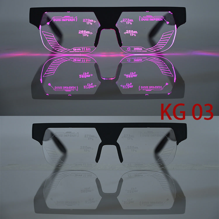 New LED Glowing Red Eye Glasses Same Style Glowing Glasses Personality Funny Party Performance Flashing Props
