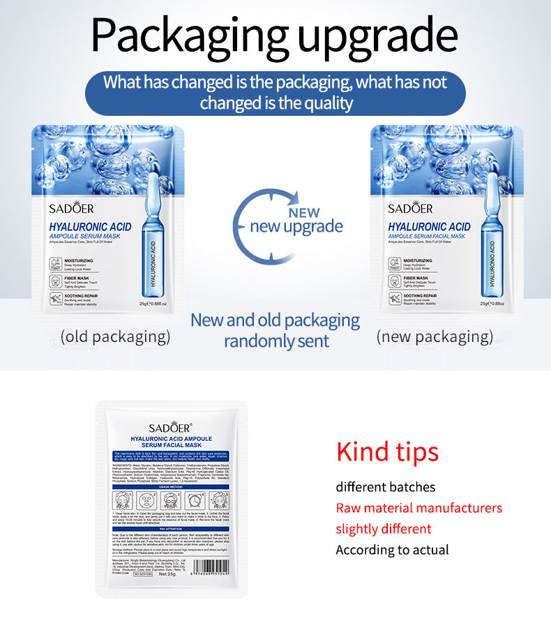 Full English Ampoule Essence Mask SADOER Hyaluronic Acid Hydrating Vitamin C Moisturizing  Wholesale