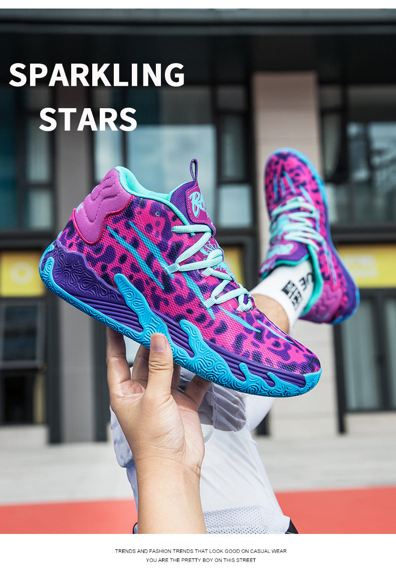 New Mid-Calf Professional Basketball Shoes Outdoor Practical Breathable Couple Shoes Thick Sole Non-Slip Unisex Shock Absorption Sports Shoes