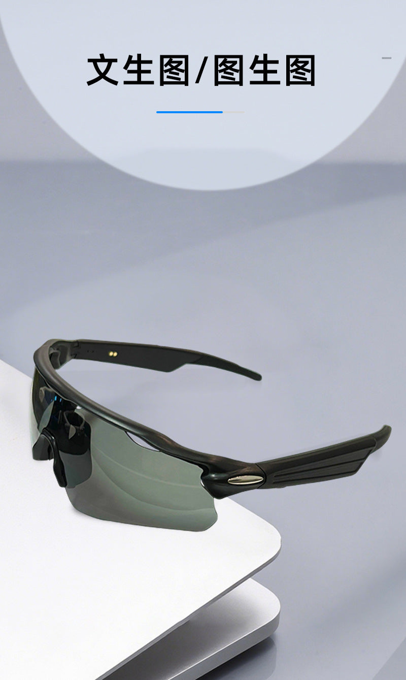 Sports Smart Glasses Bluetooth Music Cycling Goggles Sunglasses ai Voice Translation Manufacturer Direct Sales