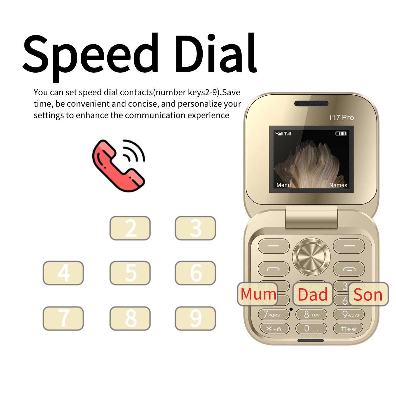 Hot Selling Exquisite Appearance Mini Folding Feature Phone Flip Cover Elderly Button Phone Pocket Phone