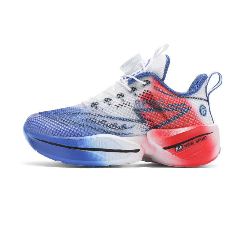 Red Rabbit Breathable Mesh Children's Rotating Buckle Trendy Shoes Boys' Non-Slip Wear-Resistant Sports Shoes Girls' Casual Mesh Running Shoes