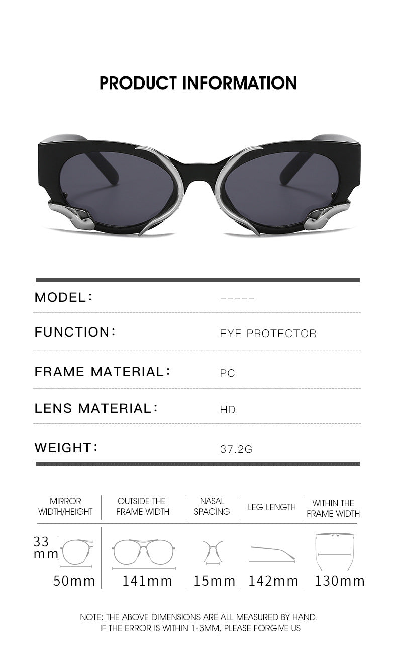 gm Same Style Women's Sunglasses Snake Small Frame Sunglasses High-End Steampunk Cat Eye Glasses shades