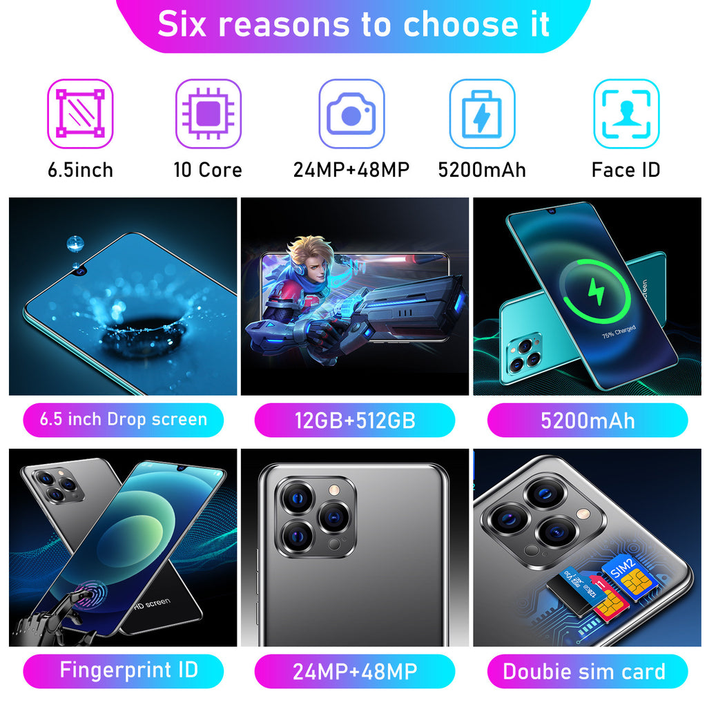 Exclusive Supply Ai12 pro Smartphone6.5Large Screen Android Phone Black Technology Hot-Selling Wholesale