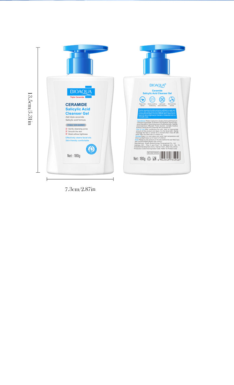 BIOAOUA Ceramide Salicylic Acid Cleansing Gel Cleansing facial cleanser  foreign trade wholesale