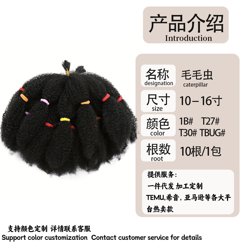TEMU Hot-Selling European and American Style Synthetic Wig High-Temperature Fiber Wig Caterpillar Short Style Crochet hair