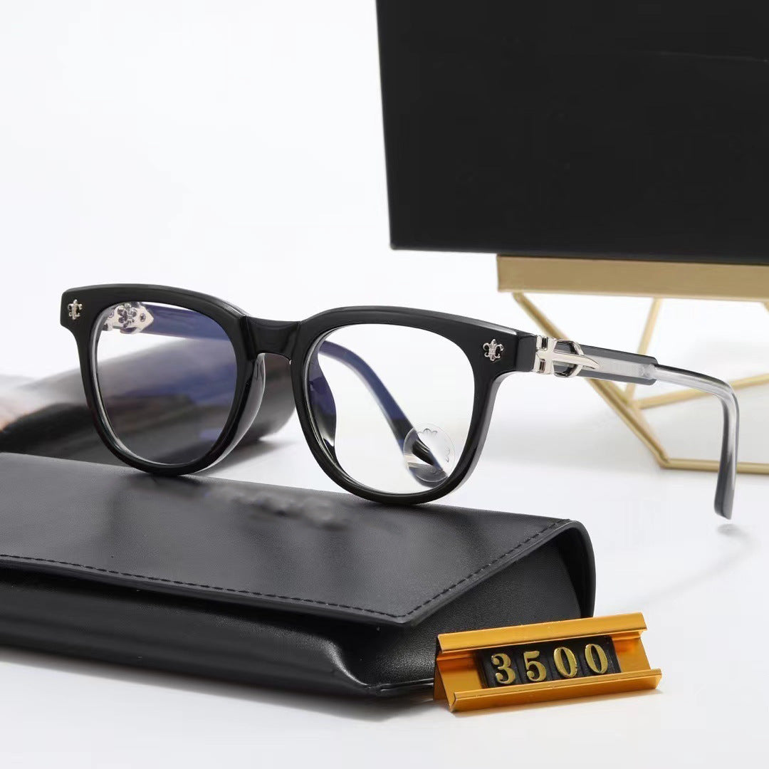 2024 New high-end brand design men's and women's square non-prescription glasses colorless clear Vintage3500