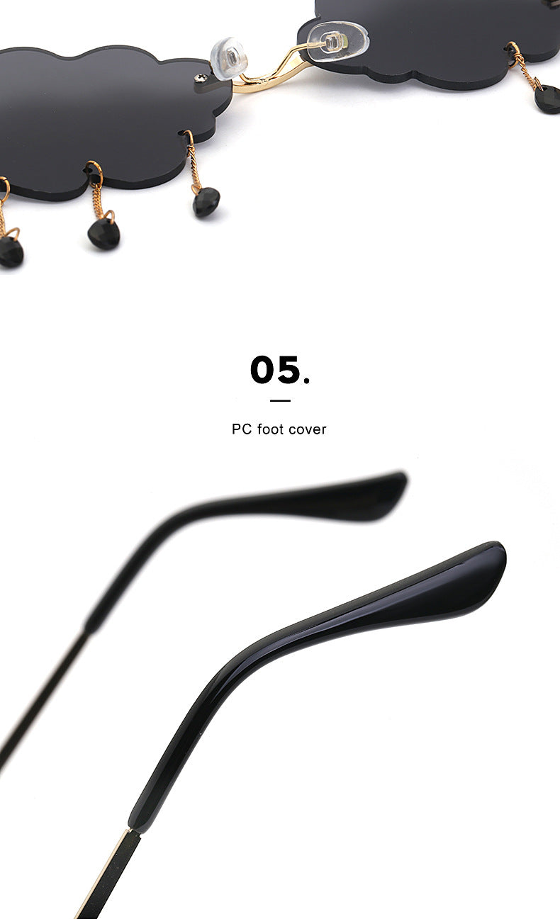 New Sunglasses for Women with Pendant Cloud Design, Trendy Personality Party Funny Ocean Film Prom Sunglasses