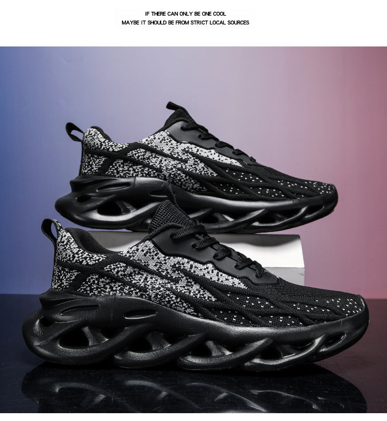 Summer Flyknit Breathable Running Shoes Braided Sole Casual Sports Shoes Men's Lightweight Trendy Shoes Professional Racing Running Shoes