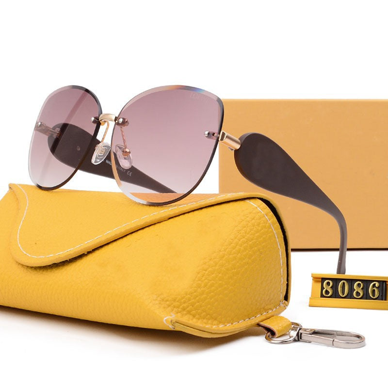 Cyberpunk Triangle Cat Eye Flat Glasses for Women Trendy High-End Round Face Slimming Hip-Hop Letter Disco Sunglasses