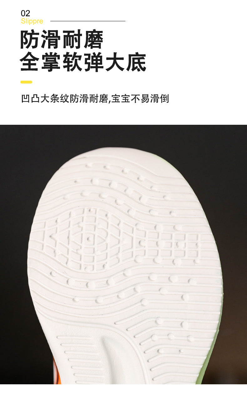 Red Rabbit Rotating Button Children's Shoes Leather Surface Waterproof Middle and Large Children Student Running Shoes Shock Absorption Lightweight Sports Shoes Comfortable