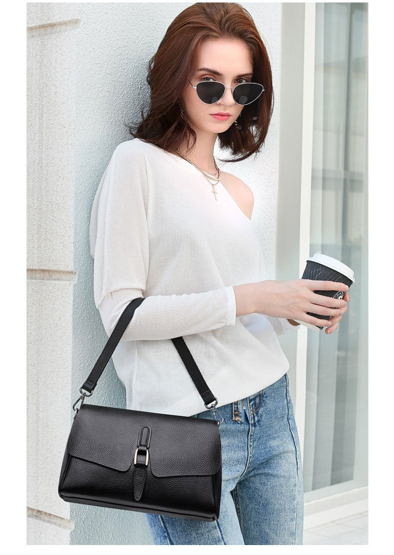 Women's Genuine Leather Bag for Middle-aged Moms, Large Capacity Soft Cowhide Underarm Bag, Single Shoulder Crossbody Bag, Shiling Bag, Spring New Model