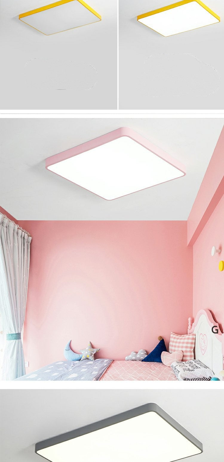 Home Living Room Lamp Rectangular Creative Macaron Ceiling Lamp Room Lamp Modern Simple Iron Art led Bedroom light