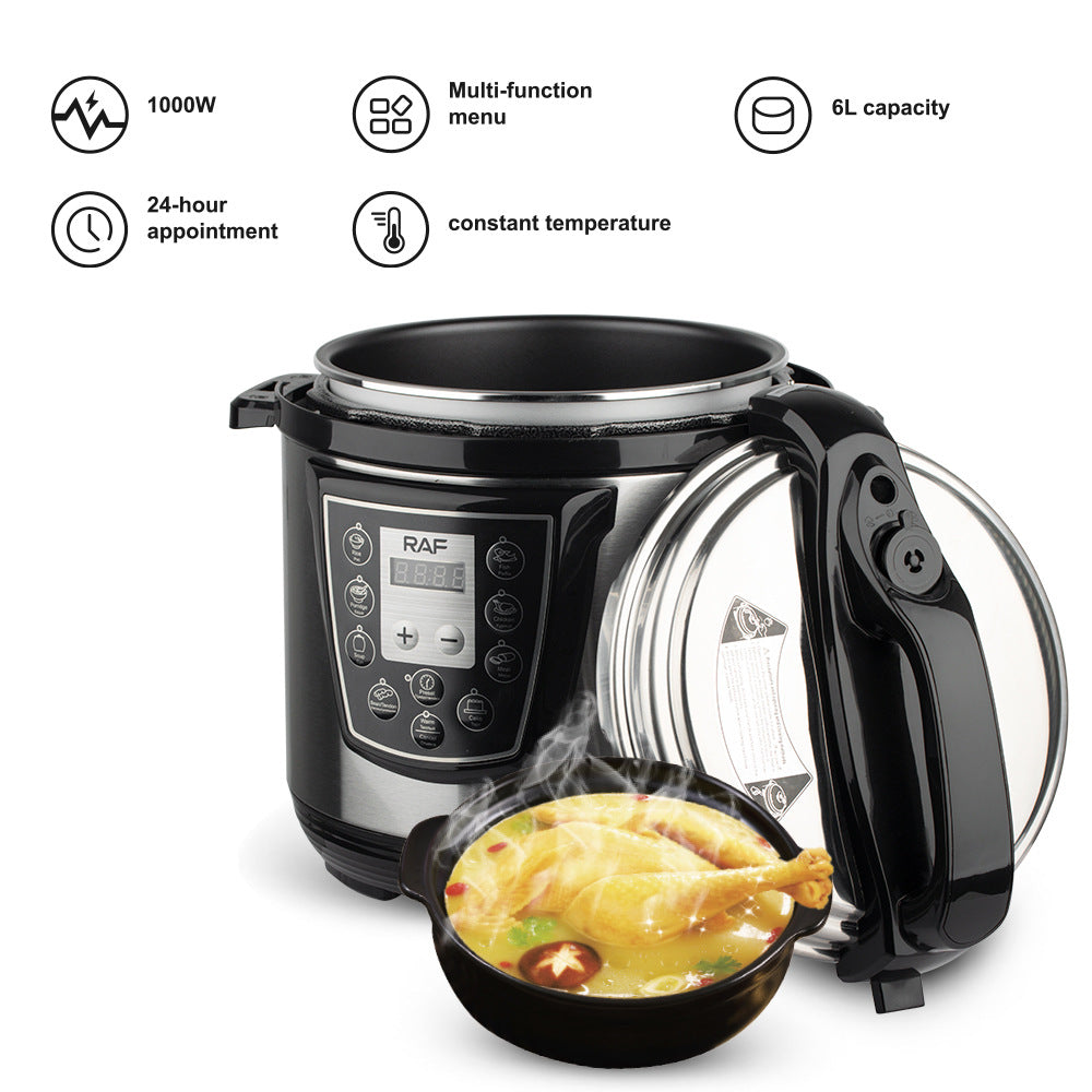 Electric Pressure Cooker Household Multi-Functional Rice Cooking Stewing Soup Open Lid Sauce Collection Can Reserve Rice Cooker Pressure Cooker6L