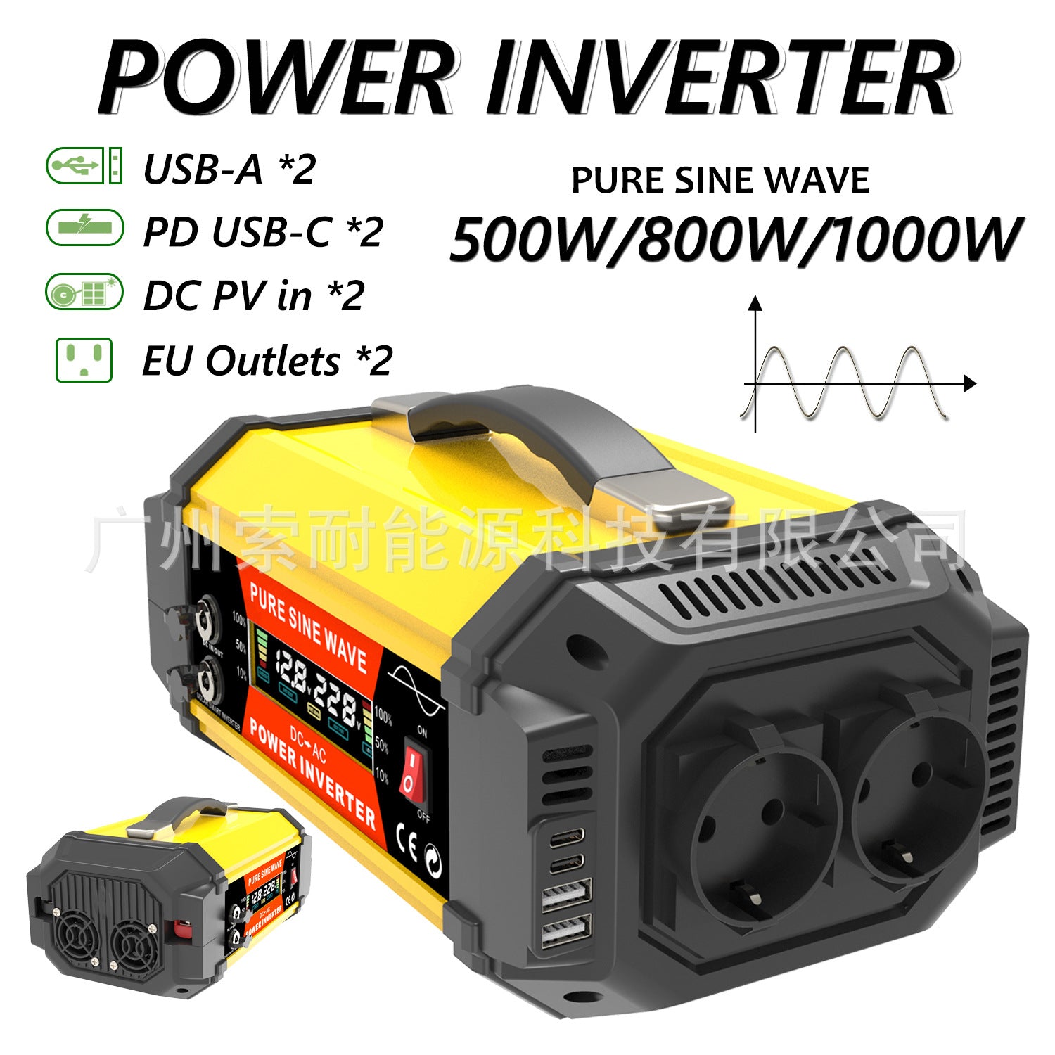 Pure Sine Wave Inverter500W800W1000W 12V Turn110V/220V Hot Selling Car-Mounted Pure Sine Wave
