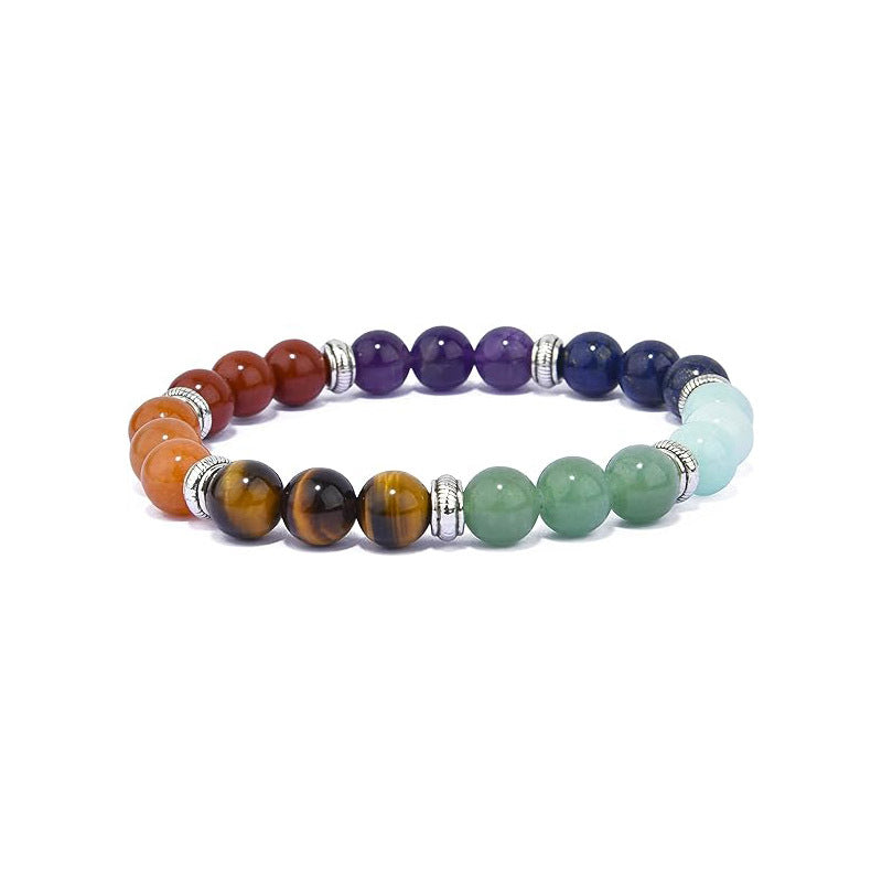 Natural Stone Tiger Eye Spacer Bracelet for Women8mm Beaded Colorful Bracelet Single Loop Elastic Pink Quartz Malachite Bracelet